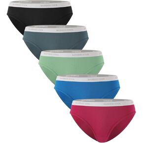 BAMBOO COOL Womens Underwear Soft Bikini High Cut Panties Stretch Moisture Wicking Panties for Women, 5-Pack