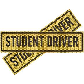 Student Driver Sticker 02 Pcs See Through One Way Vision Student Driver Car Sticker Size 12x3 Inches, Its Not Student Driver car Magnet