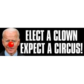 Biden Elect a Clown Expect a Circus Bumper Sticker (Anti Joe not my president elect vote 2024 Pro Trump Vinyl Decal for Car Truck or Cooler (3 x 9 inch)