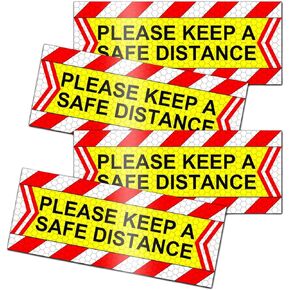 Car Bumper Sticker Set of 2 Please Keep A Safe Distance Warning Stickers and Set of 2 American Flag Reflective Car Sticker for Car Bumper Truck Window Auto Vehicles