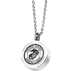 Urn Necklace for Ashes Cremation Round Military Pendant Neckalce Navy MC Air Force Memorial Keepsake Jewelry with Filling Kit in Kuwait