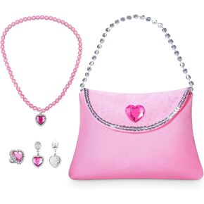 5PCS Princess Costume Accessories Set - with Princess Dress Up Handbag, Necklaces, Rings, Earrings