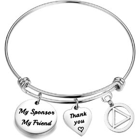 Lywjyb Birdgot AA Alcoholics Anonymous Bracelet My Sponsor My Friend Bangle Bracelet Recovery Gift Thank You Gifts For Sponsor