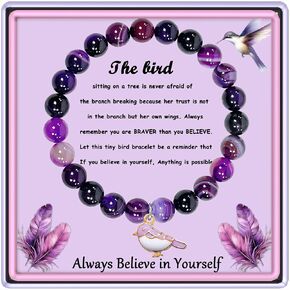 Blue Bird Bracelet for Women, Bird Charm Jewelry Gifts, Bird Lover Gifts, Always Believe in Yourself Inspirational Gifts for Daughter Granddaughter Niece
