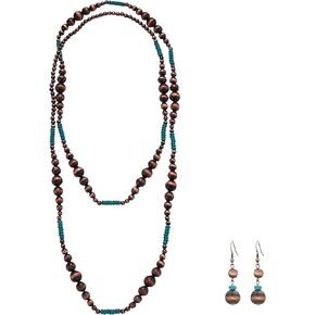 Necklace and Earring Set Copper Turquoise Navajo Pearls