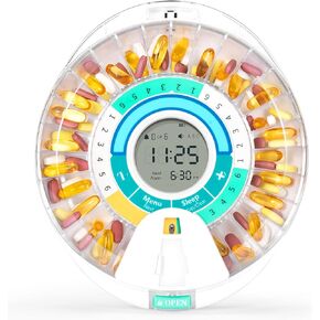 Automatic Pill Dispenser with Alarm, Electronic Monthly Pill Organizer for Elderly, Timed Pill Dispenser with Light/Sound Alarm, Locked Pill Box for Prescriptions and Supplement in Kuwait