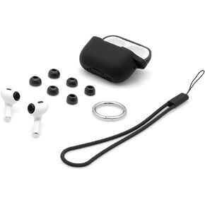 [Bundle Pack: Foam Tips + Case + Strap] Eartune Fidelity UF-A Premium Memory Foam Tips (Assorted S/M/L) + Case + Strap for AirPods Pro (1st Gen & 2nd Gen) [Orange]