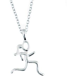 Gone For a Run Sterling Silver Stick Runner Necklace | .925 Sterling Silver Necklaces | Running Jewelry
