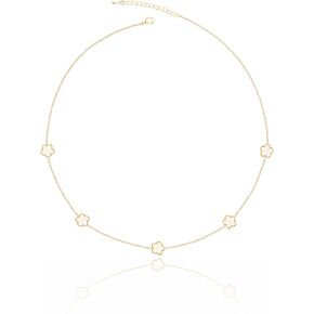 14K Gold Pendant Four Leaf Clover Necklace for Women Lucky Flower Jewelry
