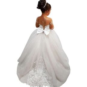 White Lace Flower Girl Dresses for Wedding Princess Pageant Dress KT202
