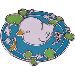 Cute cartoon little white duck and goldfish swimming hard enamel pin pretty pond badge in Saudi Arabia