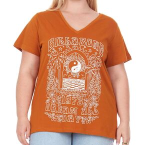 Billabong Plus Size Graphic Tees for Women - V Neck Womens Plus Size T Shirts, Oversized Plus Size Summer Tops for Women