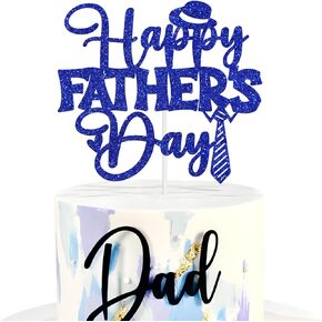 غلاف كعكة عيد الأب السعيد، فيليز ديا بابا، أفضل أب على الإطلاق، لوازم تزيين حفلات عيد الأب/عيد الميلاد، لامع أزرق