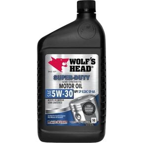Wolf's Head Super Duty 5W-30 Semi Synthetic Motor Oil (836-91066-56) 1 Quart Bottle, Pack of 12
