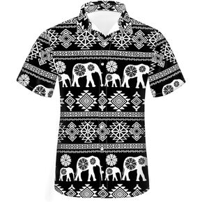 AFPANQZ Mens Casual Button Up Shirts Graphic T-Shirts Stand Collar Tees Tops for Sport Travel Business S-4XL