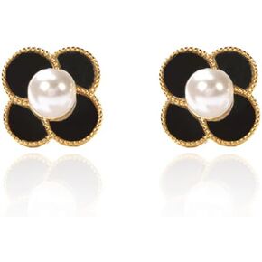 Small Flower Earrings Hypoallergenic Unique Freshwater Pearl Flower Earrings Minimalist Ear Studs for Women Girls Valentines Day Party Girls