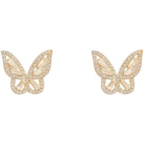Butterfly Earrings for Women and Girls Zircon Butterfly Stud Earrings Silver Hypoallergenic Screw Back Cute Butterfly Stud Earrings Minimalist Geometric Jewelry Valentine Gifts