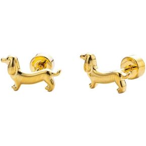 Cute Dachshund Dog Cartilage Helix Stud Earrings for Women Girls Men Stainless Steel Puppy Animal Pet Screw Flat Back Tragus Tiny Studs Earring Adorable Christmas Jewelry Gifts Birthday 18G