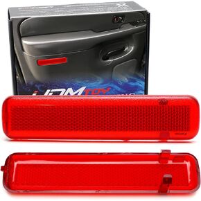iJDMTOY Set of 2 Red Interior Square Corner Shape Side Door Reflector Panel Covers Compatible with Chevy Avalanche Silverado GMC Sierra Yukon Cadillac Escalade