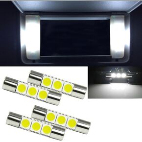 Xotic Tech 4Pcs 3-SMD Ultra Bright White 6641 6614 LED Sunvisor Vanity Mirror Light Replacement Bulbs Compatible with Car SUV Truck (30mm)