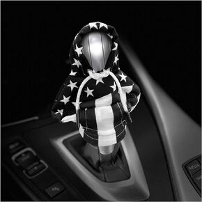 Car Gear Shift Cover, Fashionable and Funny Car Gear Shift Hoodies Cover, Winter Warm Gear Shift Knob Cover Sweater Shirt (Flag Upper & Lower)