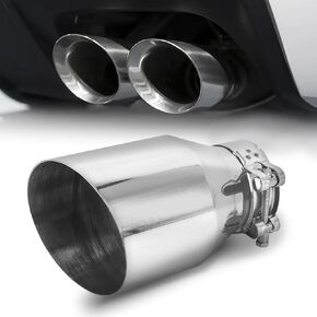 Vechkom Silver 2.5" Inlet 4" Outlet Exhaust Tip 6.7" Overall Length Stainless Steel Chrome-Plated Exhaust Pipe