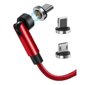 Magnetic Charging Cable 3.3ft 540° Rotating 3 in 1 Magnetic Phone Charger, 3A Fast Charging Cable, USB Data Transfer Cable for Type C/Micro USB/i-Product/CarPlay