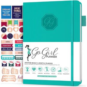 GoGirl Planner and Organizer for Women – Compact Size Weekly Planner, Goals Journal & Agenda to Improve Time Management, Productivity & Live Happier. Undated – Start Anytime, Lasts 1 Year – Rose Gold