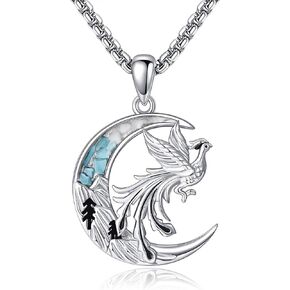 Owl/Horse/Phoenix/Highland Cow/Dinosaur Gifts for Women 925 Sterling Silver Crescent Moon Pendant Jewelry