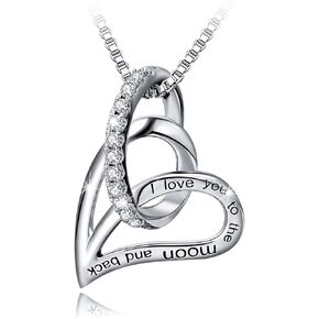 قلادة من الفضة الاسترليني S925 أحبك إلى القمر وقلادة على شكل قلب للنساء in Kuwait
