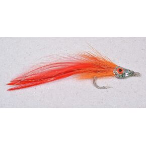 3 Flies | Red/Orange Racer Tarpon Saltwater Streamer Fly | 3/0 Mustad Signature Fly Hooks - Target Redfish, Snook, Barracuda, Shark, Tuna and Nearly All Other Saltwater Species