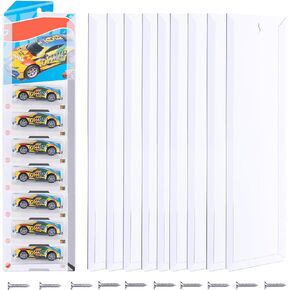 10 PCS Model Car Display Case Wall Mount 4.4" Wx16.7 H, Diecast Blister Packed Toy Car Organizer Holds Up to 100 Cars, Compatible with Packaged Cars Display Shelf Rack Wall Storage