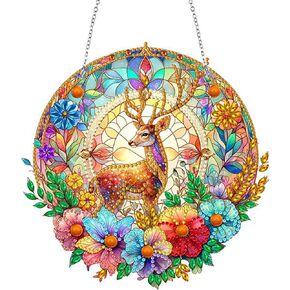 JJFox DIY Acrylic Diamond Art Painting Wreath Kits Special Shaped Rhinestone 5D Diamond Art Window Pendants Home Garden Wall Hanging Kits Hanging Ornament (Cross-2)