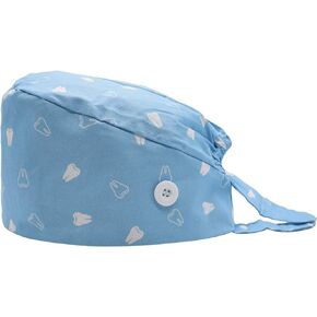 Adjustable Working Caps with Button for Women Men Bouffant Hats Tie Back with Sweatband Nursing Painter Cap