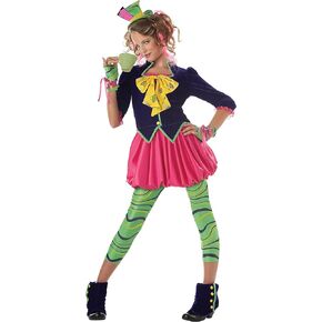 California Costumes Girls Tween Mad Hatter Costume, Multi, Large