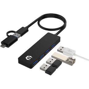 موزع USB، موزع TOTU 4 منافذ USB 3.0 مع محول USB إلى USB C، مقسم USB مع كابل 26 سم لأجهزة HP/Dell وأجهزة USB A/C الأخرى in Kuwait