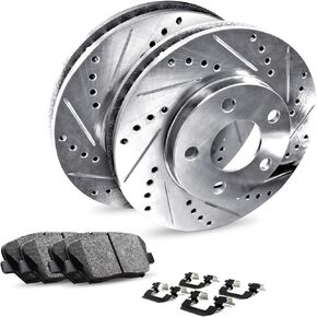 R1 Concepts Rear Brakes and Rotors Kit |Rear Brake Pads| Brake Rotors and Pads| Ceramic Brake Pads and Rotors |Hardware Kit |fits 2015-2021 Subaru Legacy, Outback, WRX