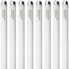 24 inch F17T8 17 Watts Light Bulb 2 Foot Straight Fluorescent Tube T8 Tube Light Warm White 1500 Lumen G13 Medium Bi-Pin Cap 8 Count