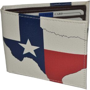Mens Bifold Exotic Wallet Picture Texas Flag Map with printed gift box