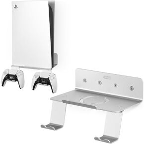 PS Metal Holder,10" Floating Shelves for Wall, Wall Bracket for Playstation 5 and 4, Also Good to Support Speakers, Internet Router, Security Camera– for Gaming Room and Living Room (Black)