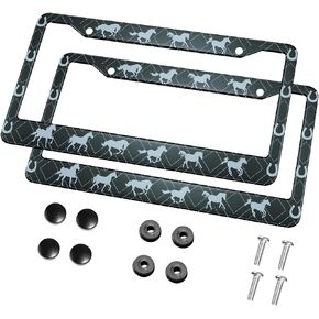 HOSNYE Little Red Cherries License Plate Frame Lovely Arrangement Metal 2 Pcs 2 Holes Black Licenses Plates Frames Front Licenses Plate Covers Car Tag Frame for Women Men US Vehicles