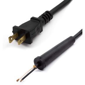 Power Tool Replacement Cord SJT, 18 GA AWG, 2 Wire, 6 1/2 ft, 2 Prong, with Stripped Ends and Rubber Strain Relief Boot