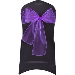 Set of 25 Organza Sashes, Wedding Decor with These Elegant Chair Sashes - Perfect for Weddings (purple)