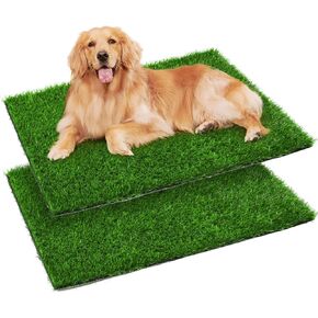Artificial Pee Grass Pad for Dogs, Fake Grass Replacement Pads for Dog Potty Tray Training Pet Turf, Indoor and Outdoor Mat- 2 Packs (35.5" x 23.6") in Kuwait