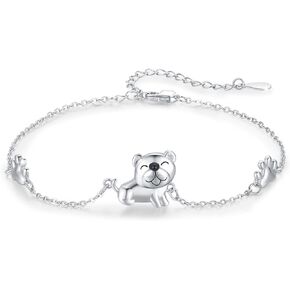 Generic Bulldog Bracelet for Women 925 Sterling Silver Cute Dog Bracelet Dog Gifts for Pet Lovers Dog Lovers, Normal