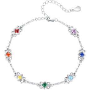 TUGHRA Chakra Bracelet Sterling Silver 7 Chakra Bracelets Summer Beach Link Bracelet Simple Fine Yoga Gifts for Women Wife Girlfriend