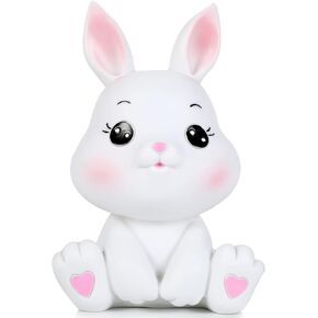 H&W Little Bunny Money Bank, Mini Rabbit Piggy Bank, Best Bitrthday Gift, White
