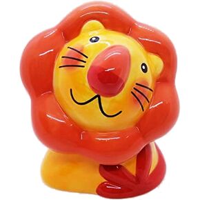 5" Tall Lion Piggy Bank Ceramic - Wildlife Porcelain Figurine - Safari Animal Coin Bank and Table Decor Perfect for Gifts and Souvenirs