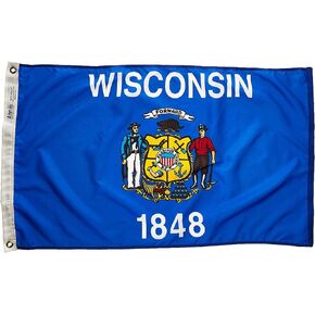 Annin Flagmakers Wisconsin State Flag USA-Made to Official State Design Specifications, 3 x 5 Feet (Model 145960)