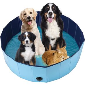 Dog Whelping Box, Foldable Birthing Pool for Dogs, Whelping Pool for Puppies, Poartable Plastic Swimming Pool & Bath Tub for Dogs, Blue (Blue, 31.5" Dia. × 7.9" H (80cm × 20cm))